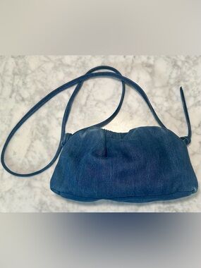 Mansur Gavriel Denim Mini Cloud Clutch Crossbody Bag